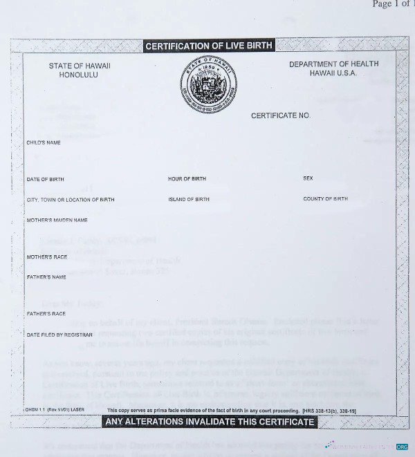 Download USA Department of health Hawaii birth certificate Photoshop template
